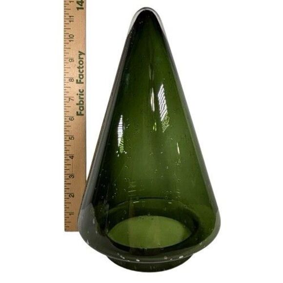 Lg Christmas Tree Art Glass Table Decoration Controlled Bubbles Hand Blown 11.5" - Picture 11 of 11